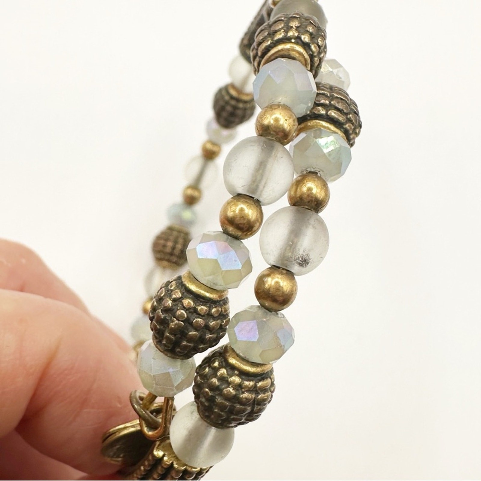 Alex and Ani Gold Wrap Beaded Bracelet Vintage Sixty Six boho glam