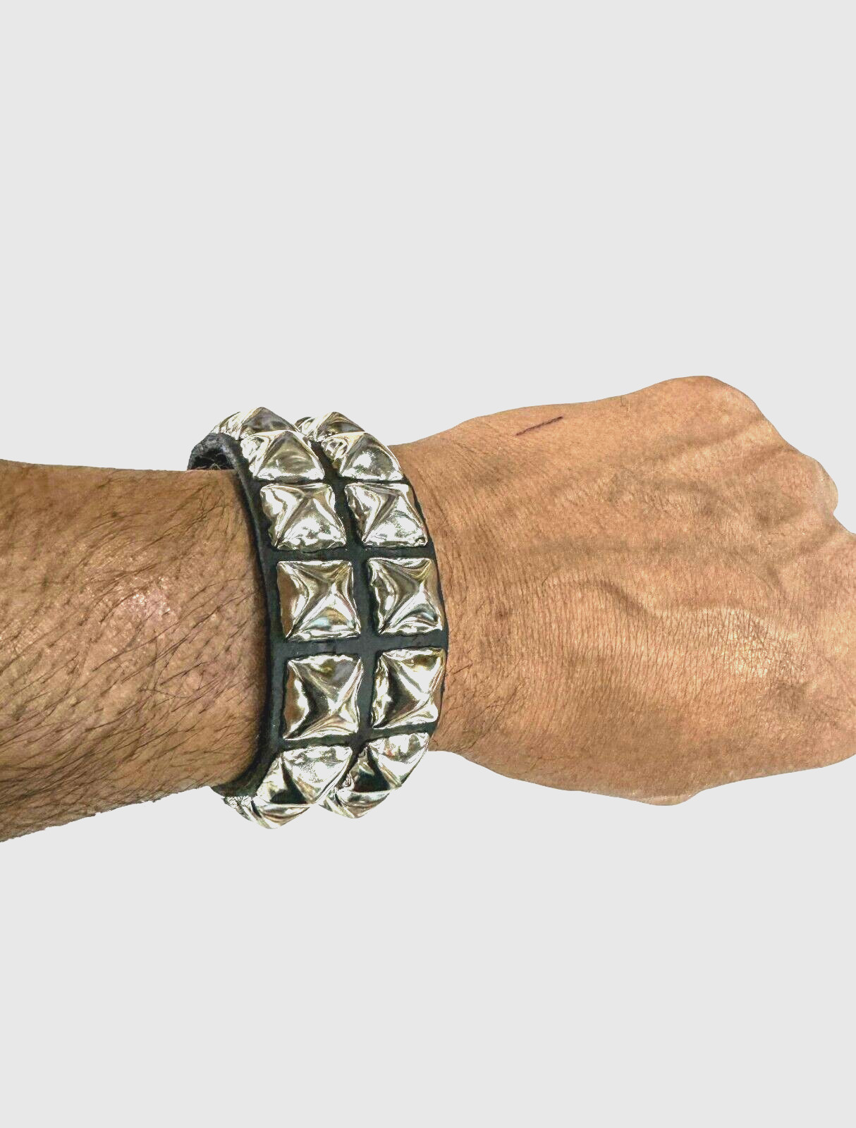Pyramid Steel Stud Gothic Punk Deathrock Thrash Metal Leather Cuff Bracelet