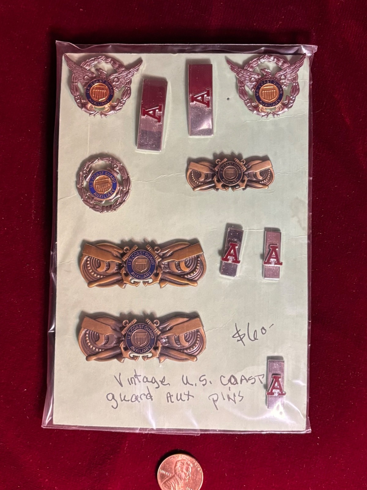 Original Vintage U.S.coast guard aux pins. 11 pieses set.