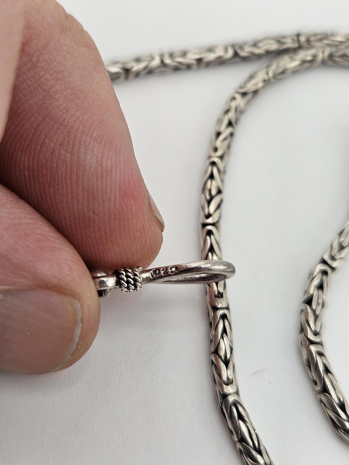 17.5in Sterling Silver Byzantine Bali Necklace Chain