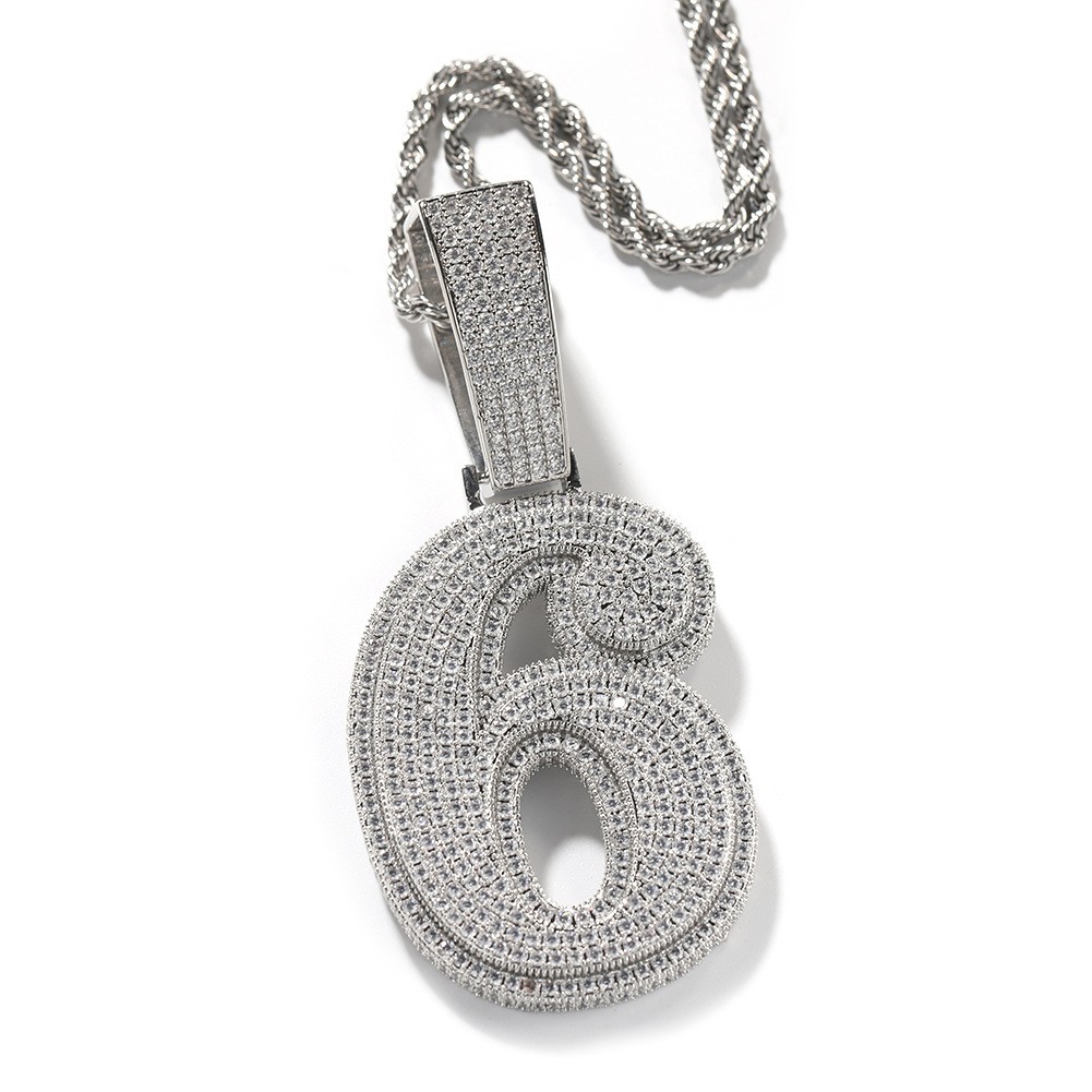 Number 0-9 Pendant Choose Sweater Necklace Gold Filled Zircon Hip Hop DJ Jewelry