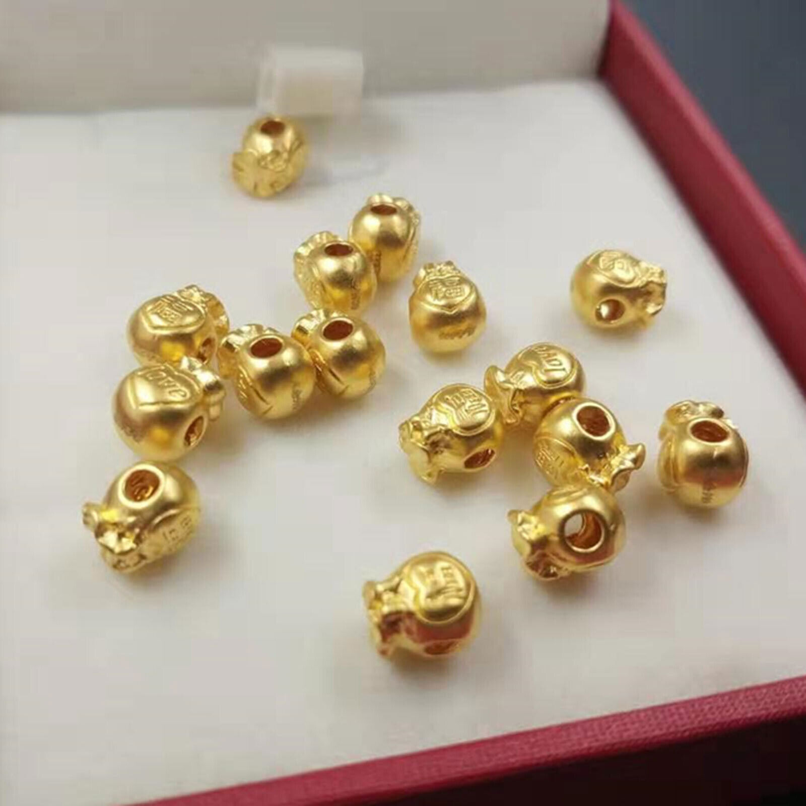 1PCS Pure 24K Yellow Gold Pendant 3D 福 Bag Transfer Bead DIY Jewelry