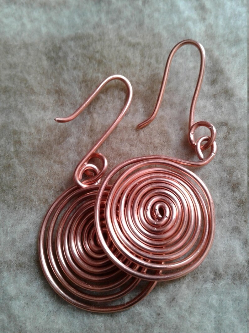 1 Pair Pure Copper Healing Spiral Hook Earrings, Jewelry Spiritual Kriya