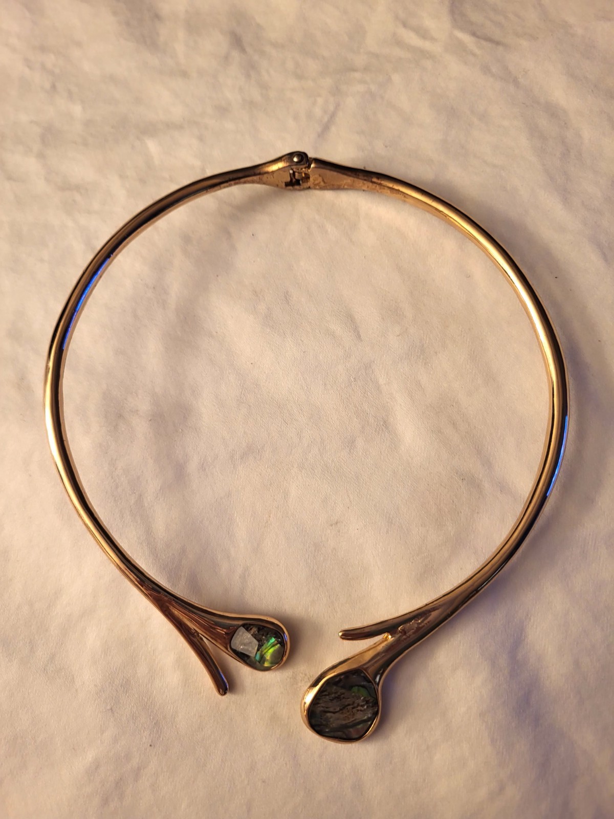 NWT Robert Lee Morris Rose Gold Plated Hinged Chocker Green Gemstones Modernism