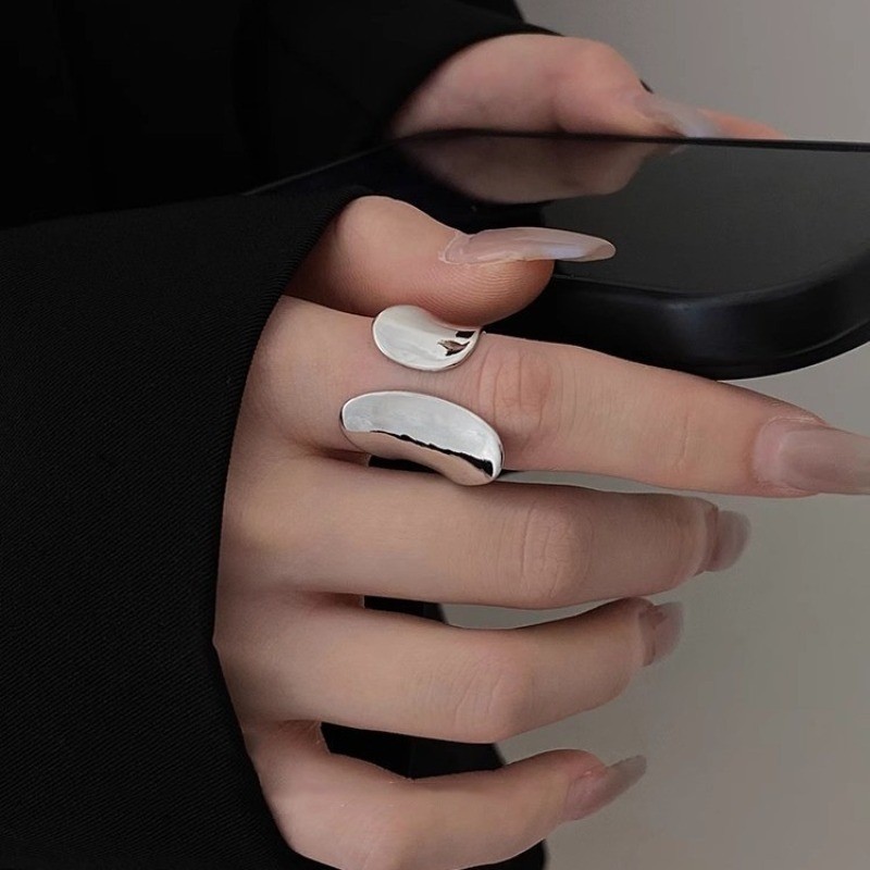 New Women’s Fashion Ring Minimalist Wide Face Geometric Opening Ring Zinc Alloy