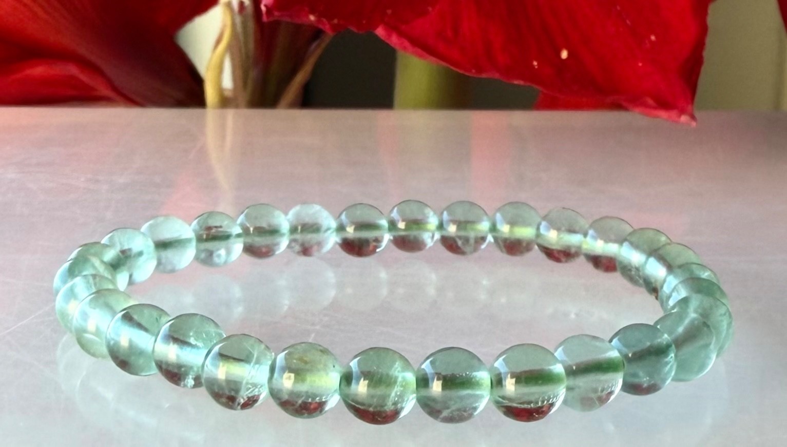 Wholesale 6 Pcs 6mm Green Fluorite Natural Crystal Stretch Bracelet 7.5″