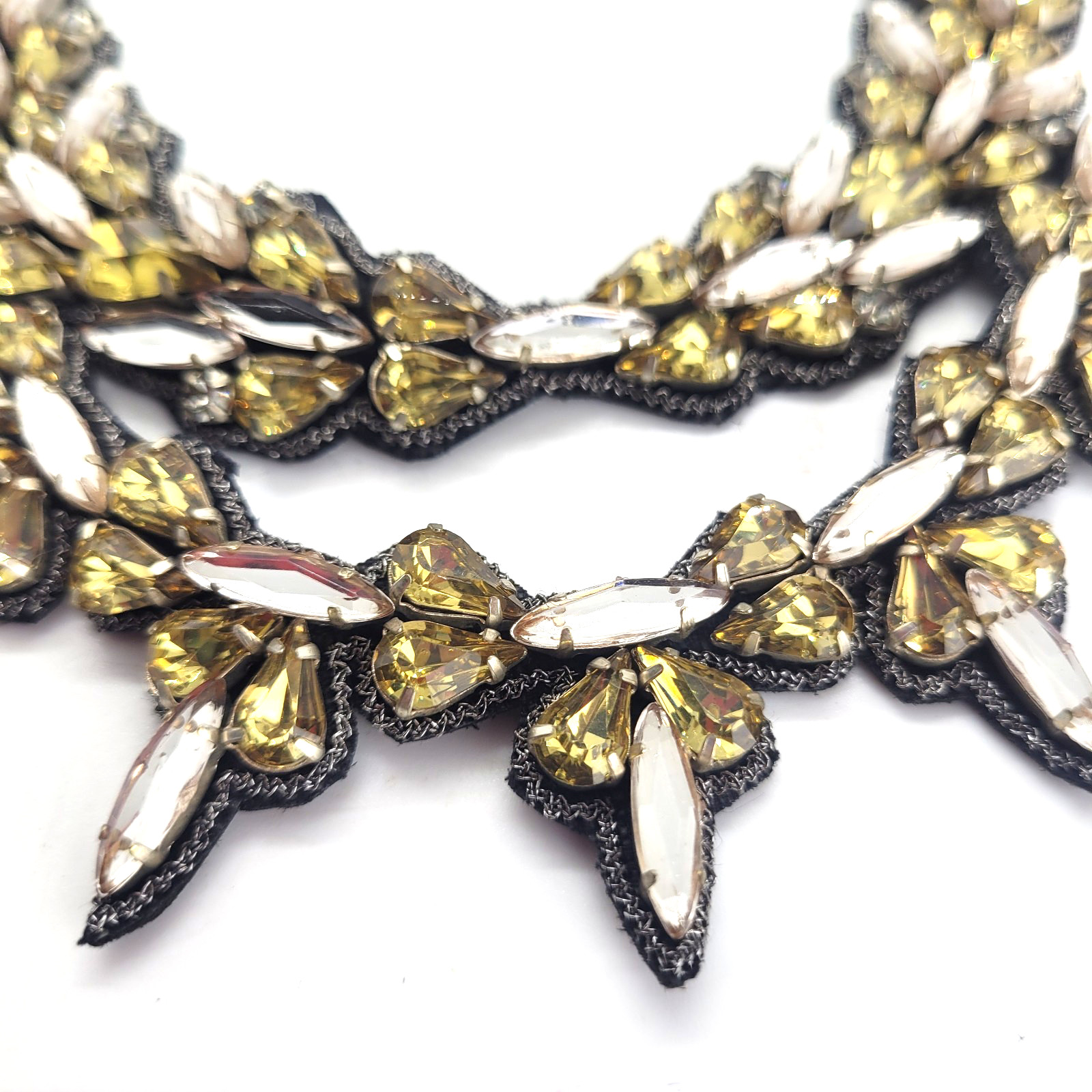 Deepa Gurnani Necklace Crystal Statement Two Tiered W/Bag