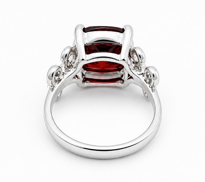 LAB CREATED 6.85 Cts GARNET SOLITAIRE RING 14K WHITE GOLD PLATED – New With Tag