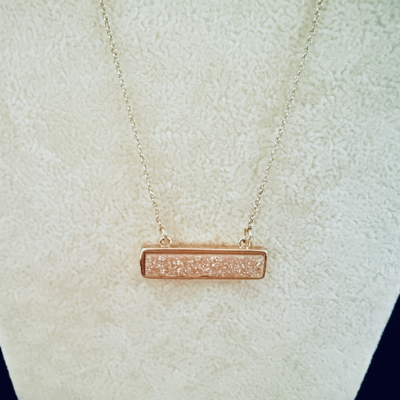 DESIGNER LUNA NORTE CHAMPAGNE GENUINE DRUZY GOLD PLATED NECKLACE-20″ (179)