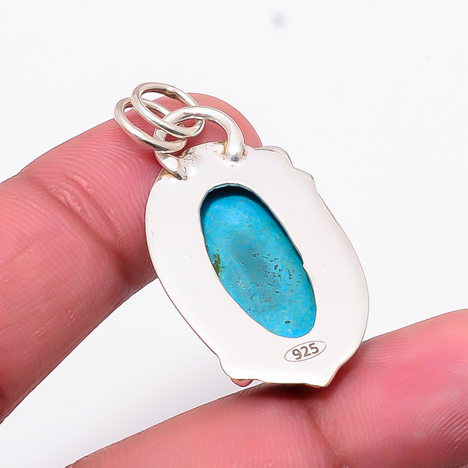 Magnesite Turquoise Gemstone 925 Sterling Silver Pendant 1.62″ P10893124013