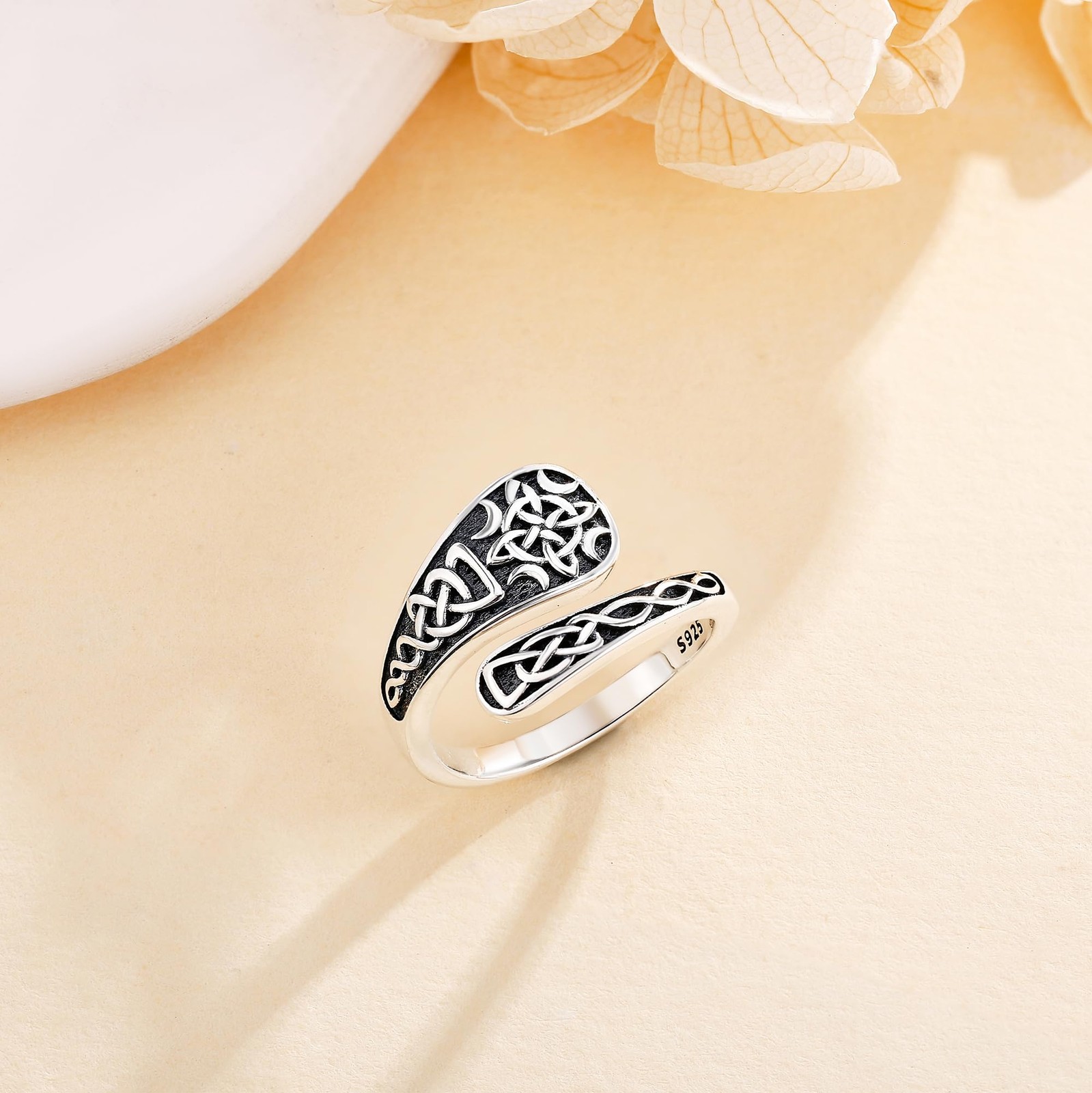 Spoon Ring 925 Sterling Silver Turtle/Celtic Knot/Mountain/Bee/Dragonfly/Moth…