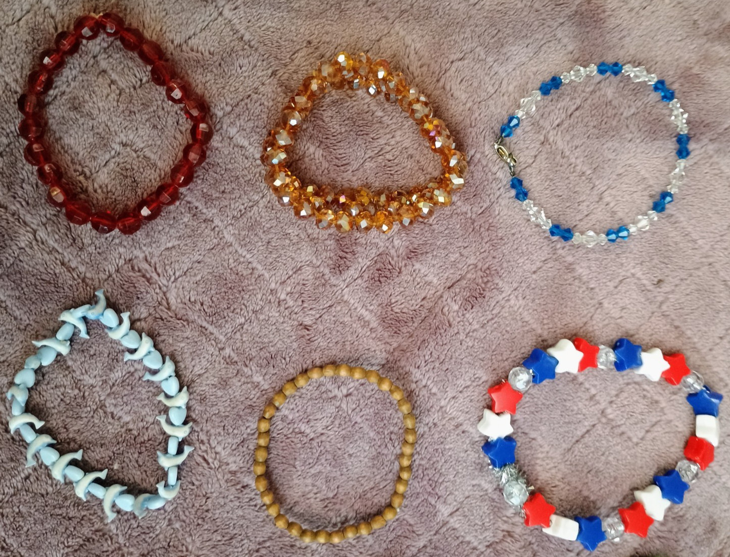 Mixed Lot of 15 Stretch Mixed Material Beaded Bracelets