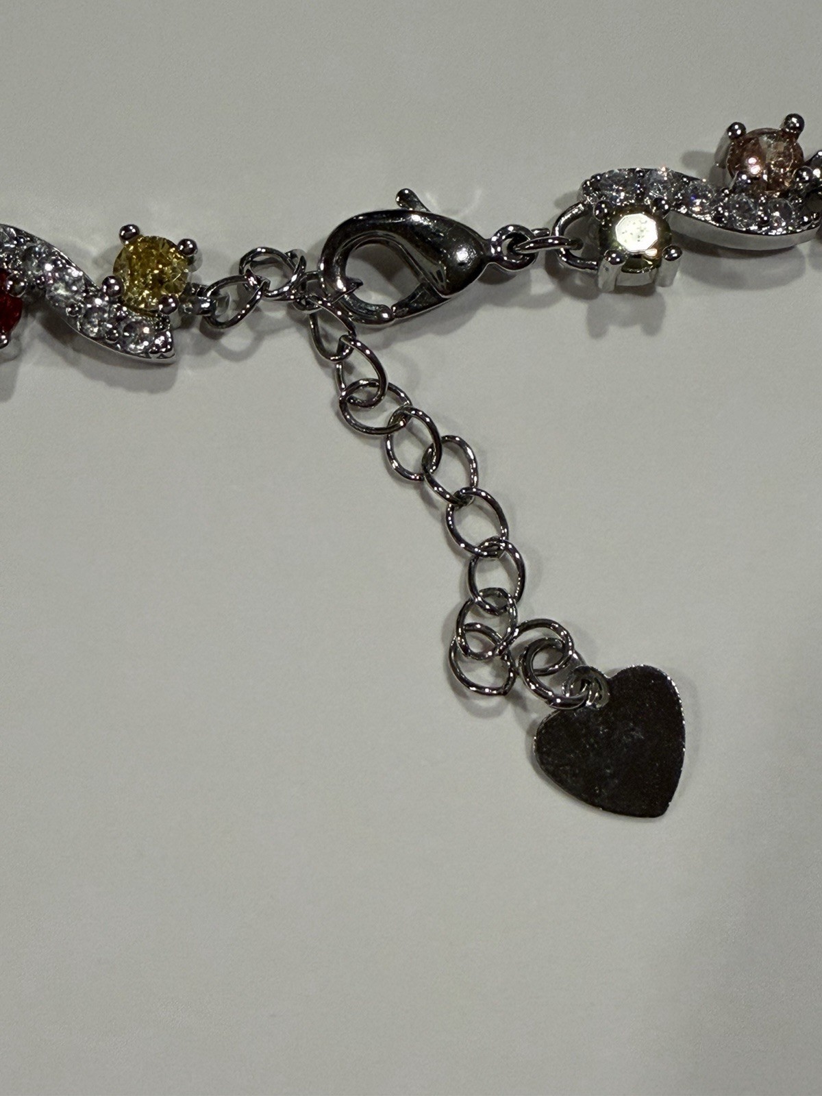 Multicolor Crystal CZ Tennis Necklace with Silver Tone Chain
