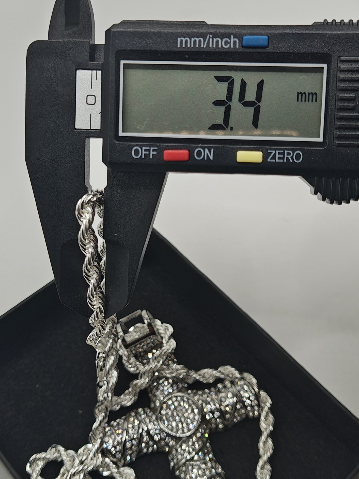 White Gold Filled Diamond Cut Rope Chain Silver Plated Stainless Cross Pendant