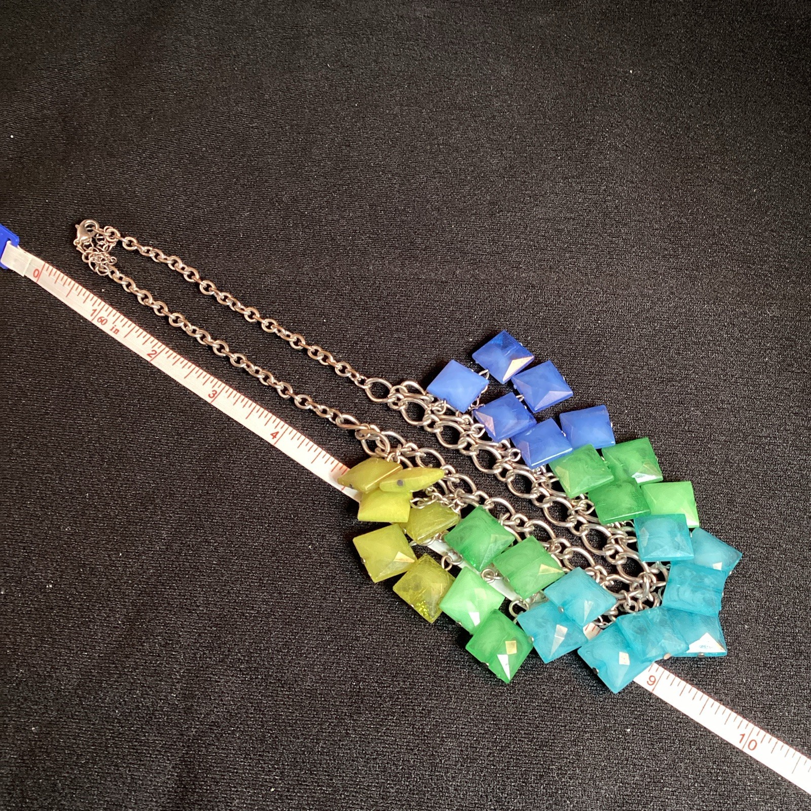 Blue and Green Chunky Bead Lobster Clasp Necklace w/ Two Bracelet Set