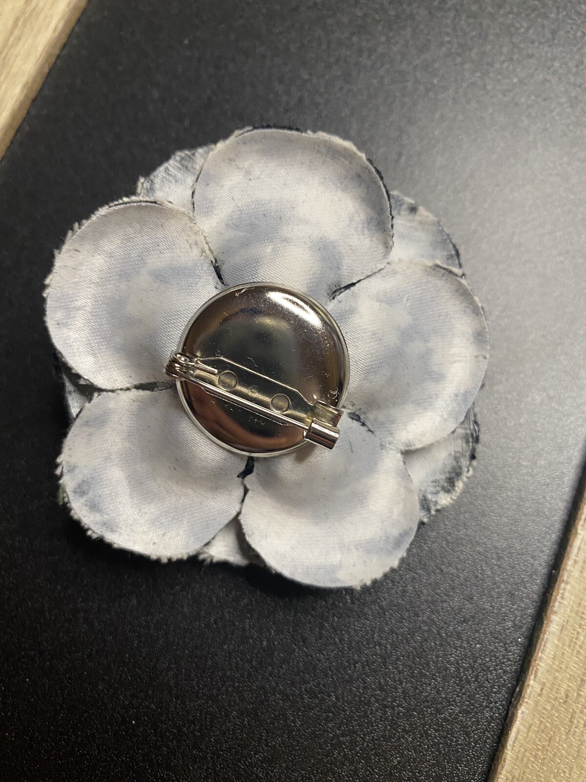 Camellia Brooch Pin Tweed Black White Check New Handmade 2.8” X 2.8”