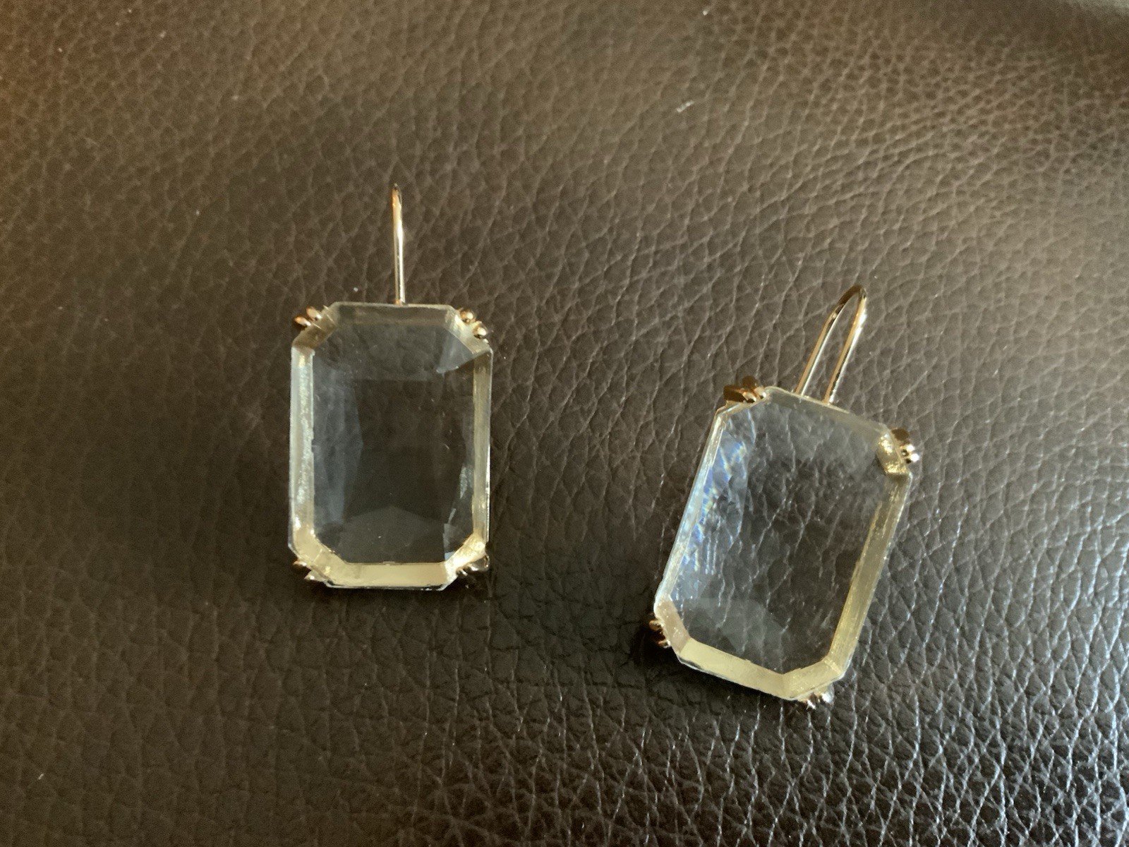 Anthropologie Clear Earrings Candy Geometric Gemstone Gold Transparent Boho CZ
