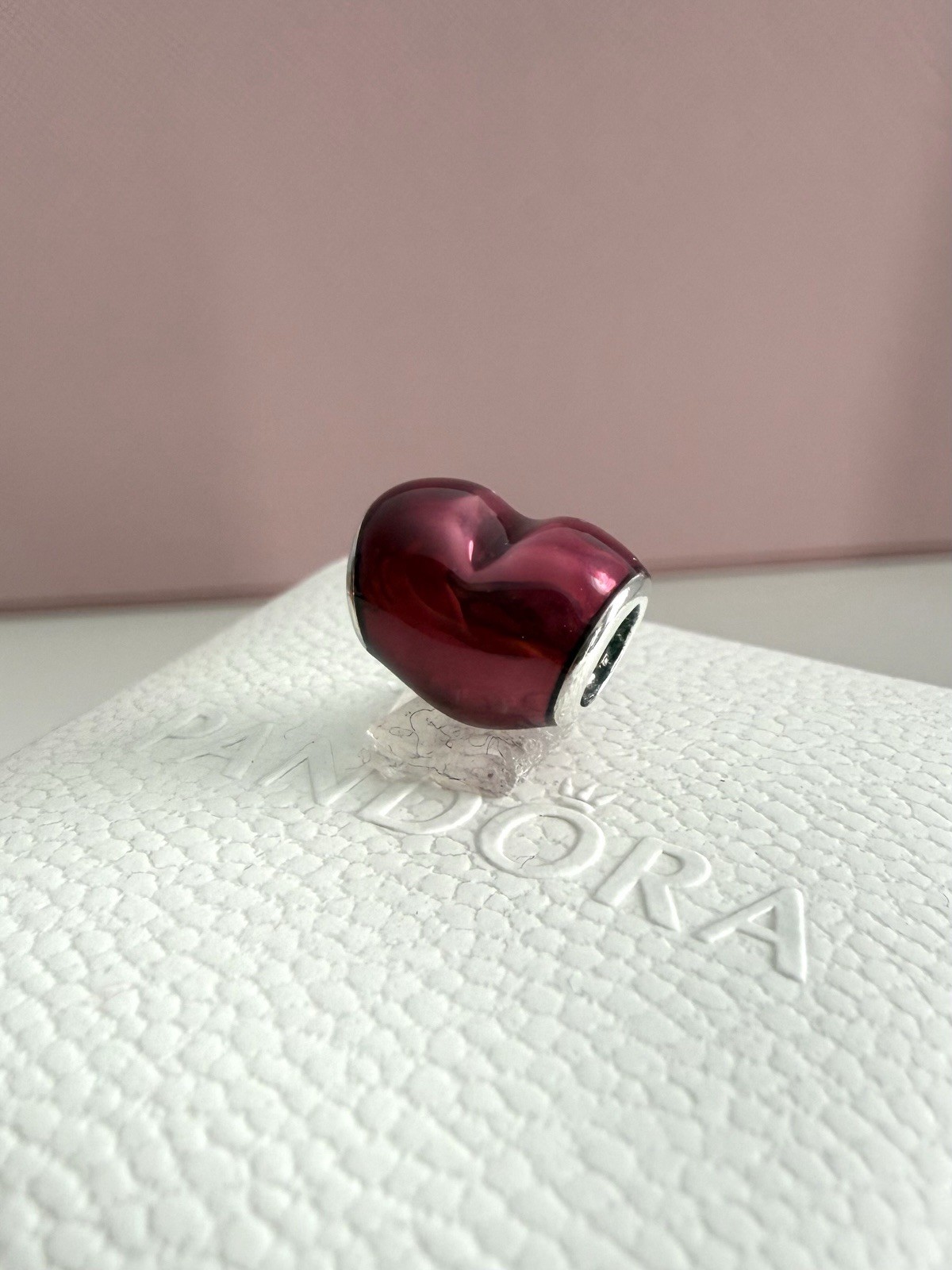 Pandora SSilver In My Heart, Fuschia Enamel Charm Valentine#791814EN62 Authentic