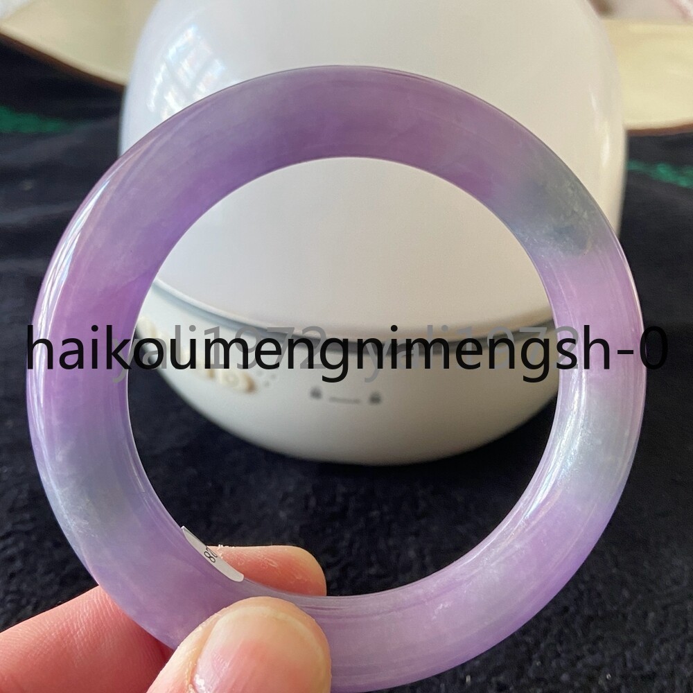 Certified Grade A Lavender 59-60mm Burma Jade jadeite Circle Bangle Bracelet
