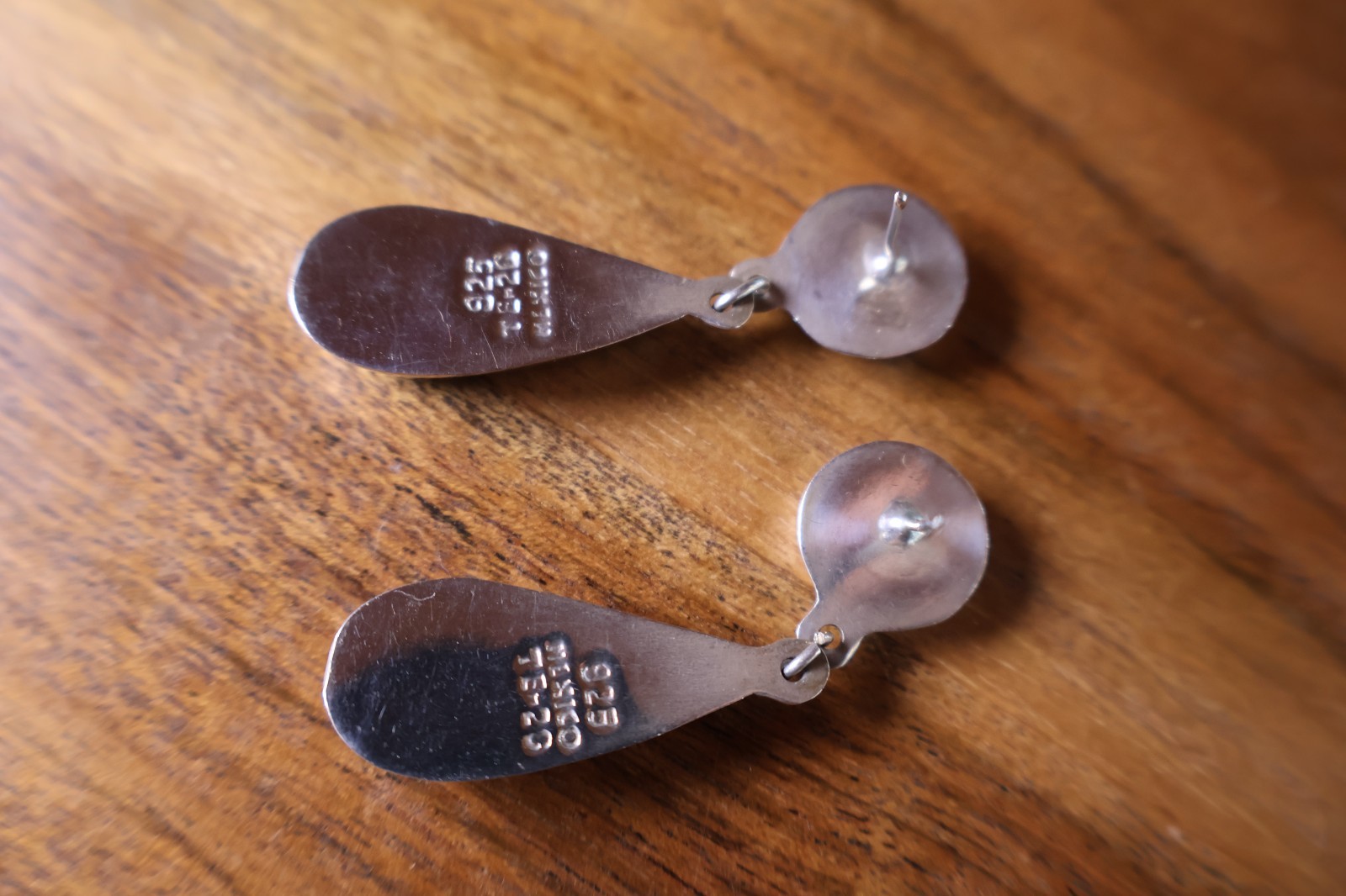 Vintage Taxco Mexican Sterling Silver Black Onyx Teardrop Earrings | 11.5g