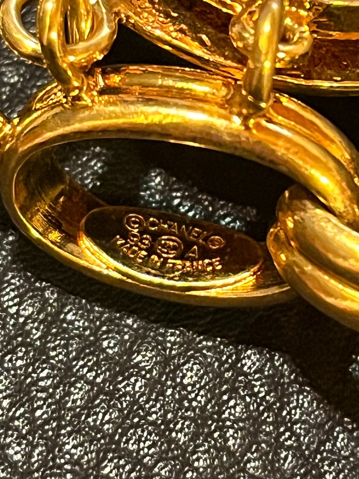 CHANEL Bracelet Bangle AUTH Coco Mark chain Logo Vintage Rare GOLD Icon 93A F/S