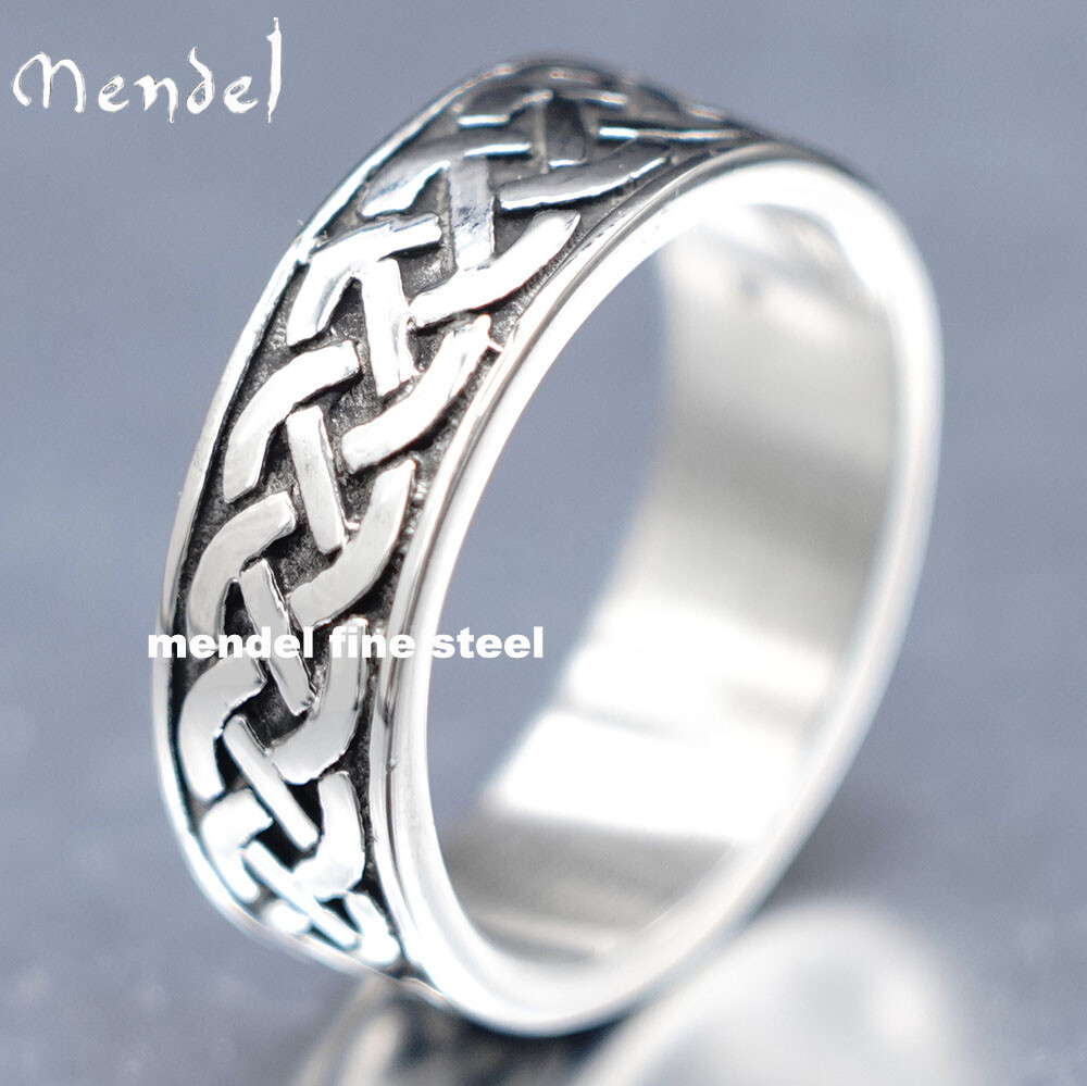 MENDEL Stainless Steel Mens Womens Celtic Irish Knot Band Ring Size 7 8 9 10-15