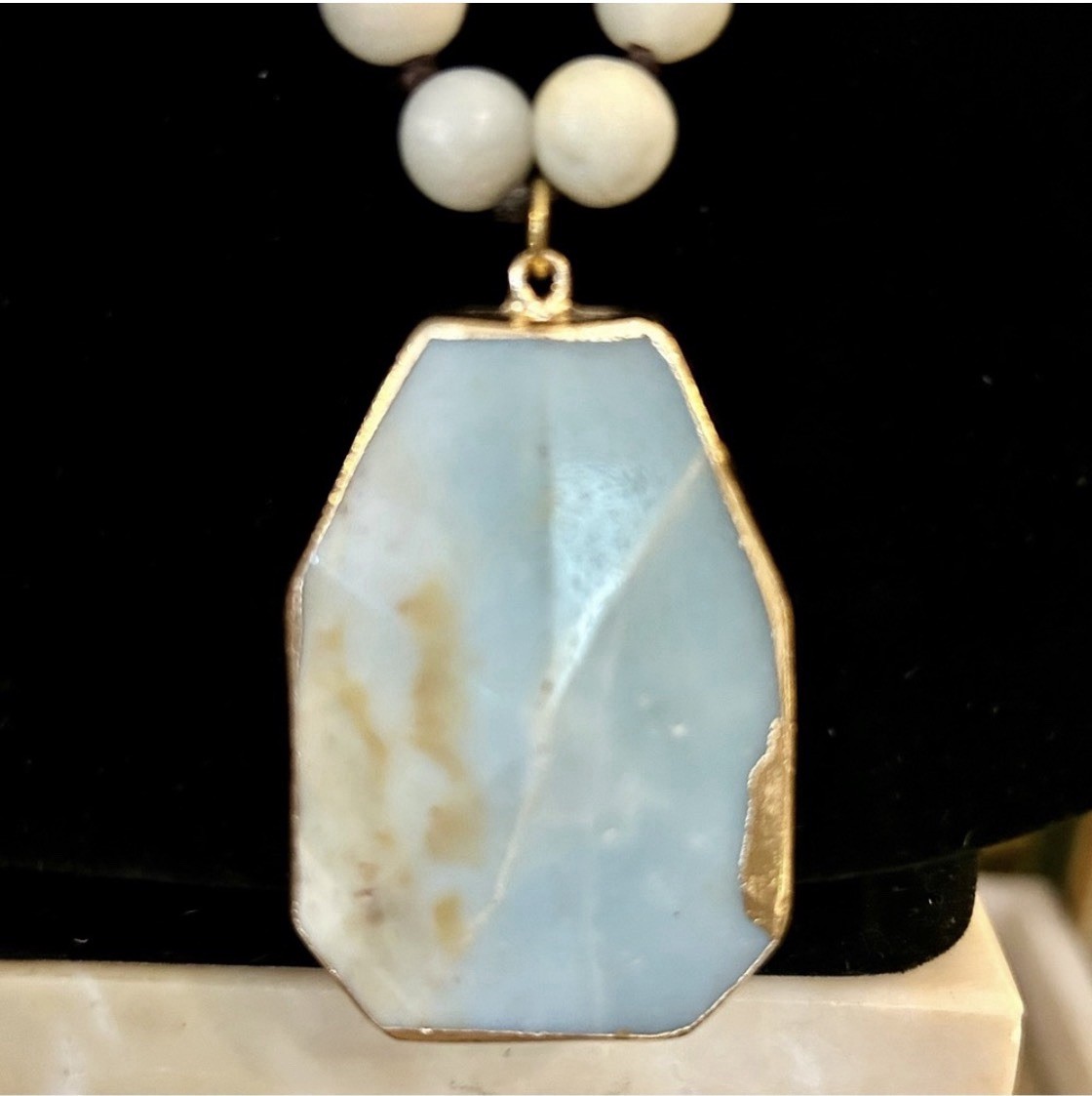 Artisan Matte AMAZONITE Stone Necklace with Pendant Boho Hippie