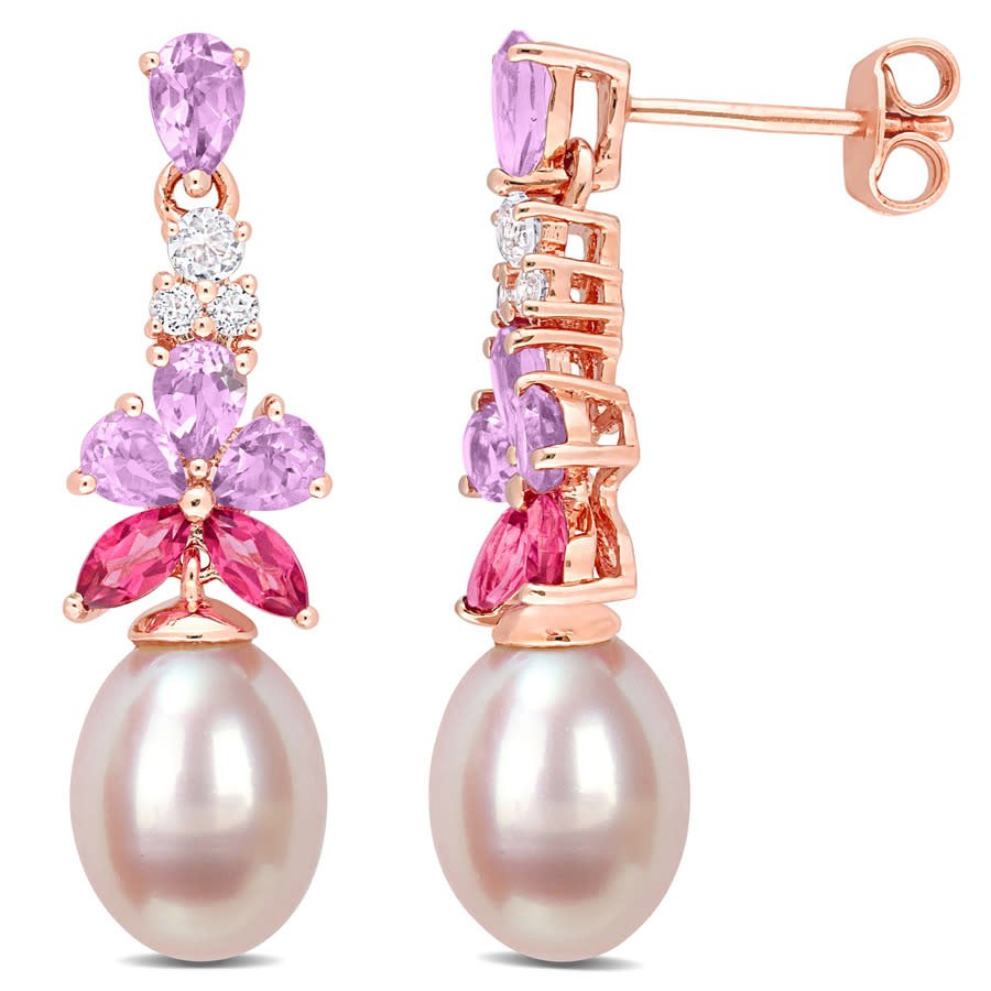 AMOUR 8.5-9mm Pink Freshwater Cultured Pearl 2 3/8 CT TGW Rose De France and
