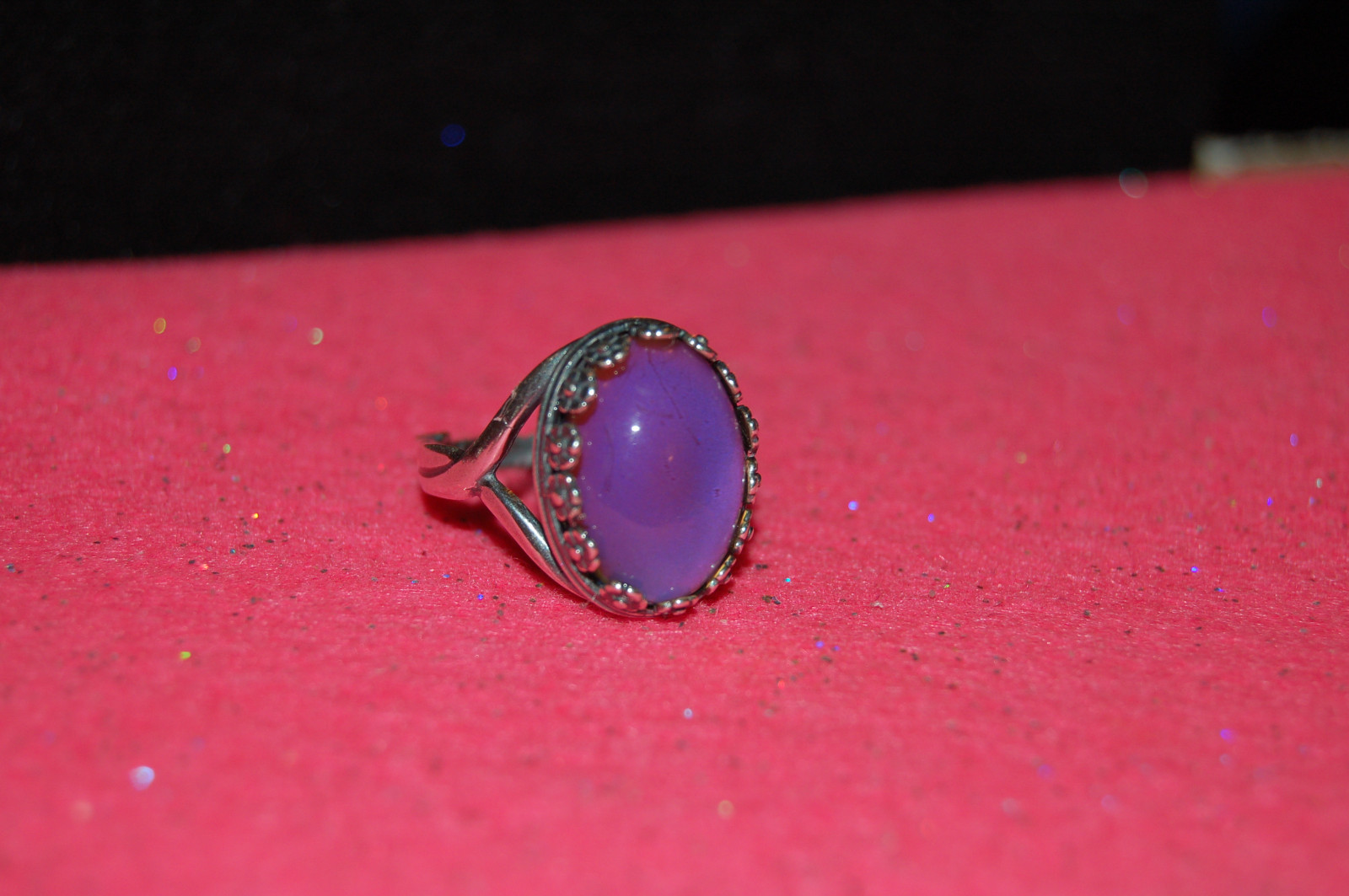 Flower Surround Mood Ring, Sterling Silver Plated, Adjustable, 18x13mm, #Z