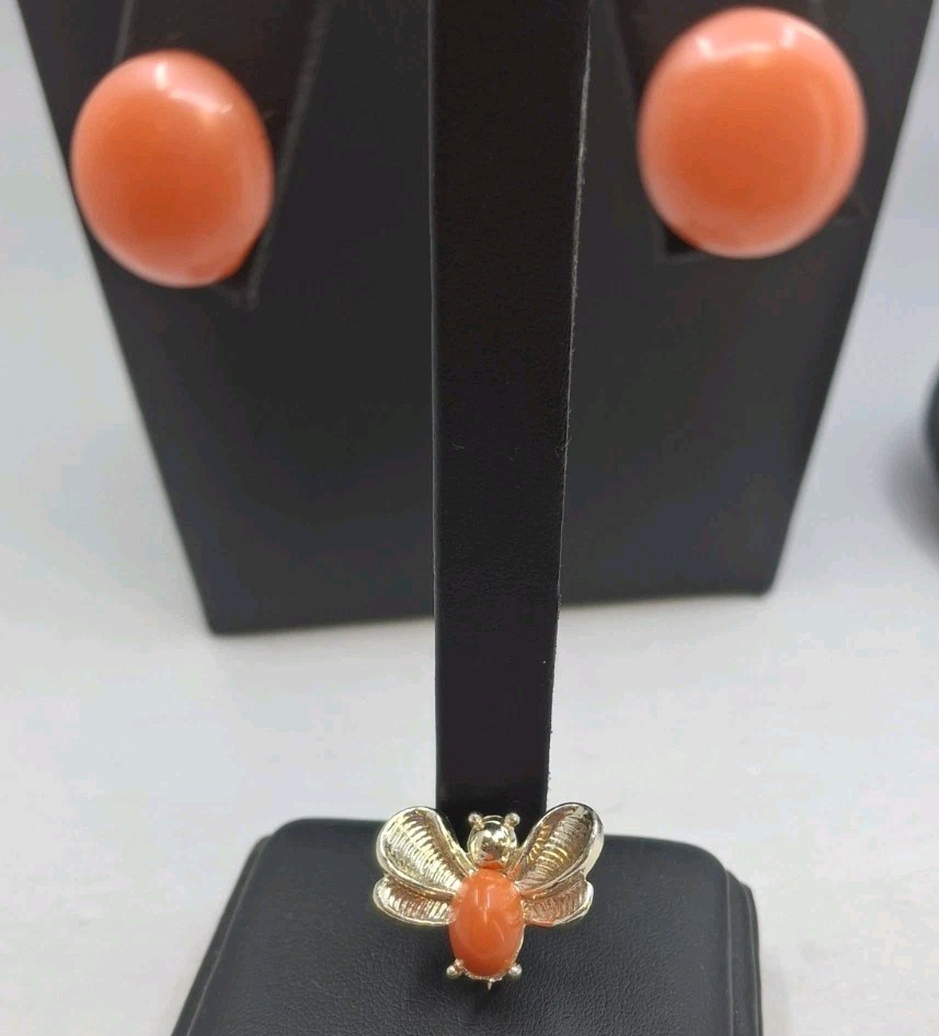3pcs Vintage Shimmery Pink Butterfly Pin And Earrings
