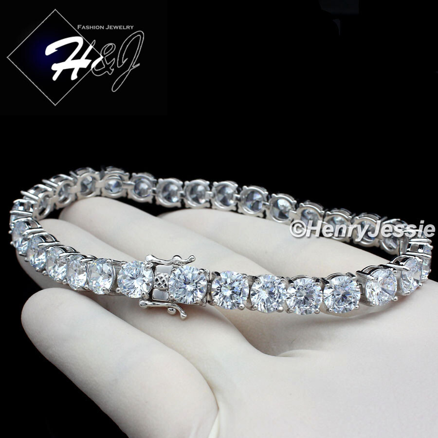 8.5″MEN WOMEN SOLID 925 STERLING SILVER 7MM ICY BLING CZ 1 ROW TENNIS BRACELET*1