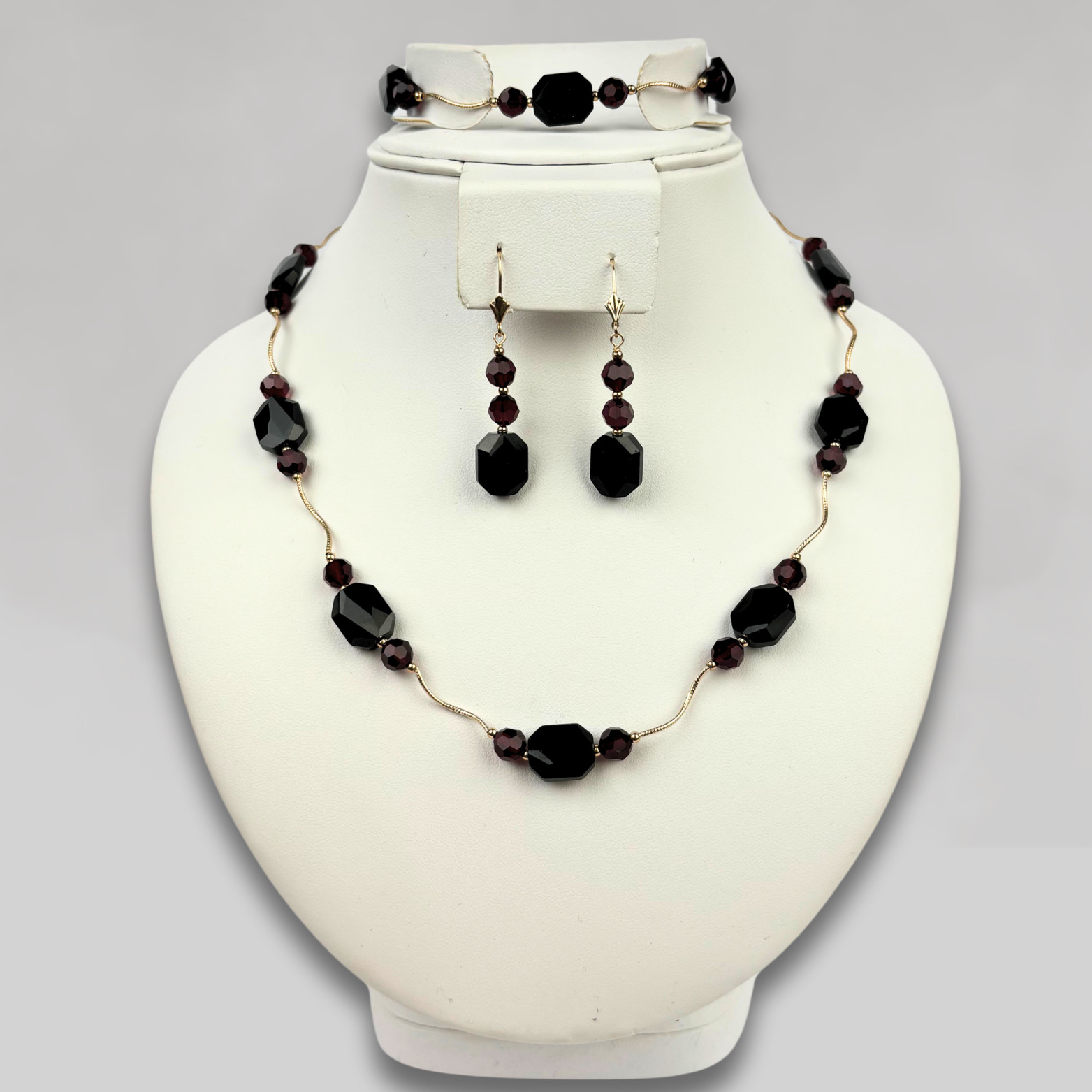 14K Necklace Set made with crystals from Swarovski for Women