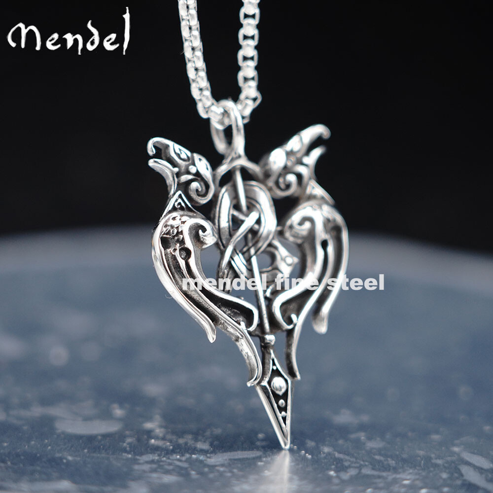 MENDEL Mens Womens Norse Viking Celtic Knot Amulet Raven Crow Pendant Necklace
