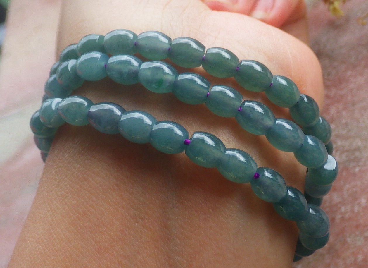 1 Pcs Icy Green 100% A JADE Jadeite Bead Beads Bangle Bracelet 6.5 inches 734770
