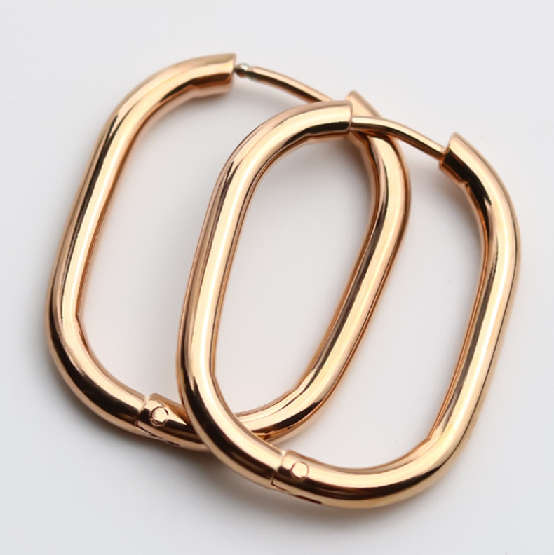 Women 925 Sterling Silver Gold Plated U-Shape Huggie Hoop Earrings 23mm E9