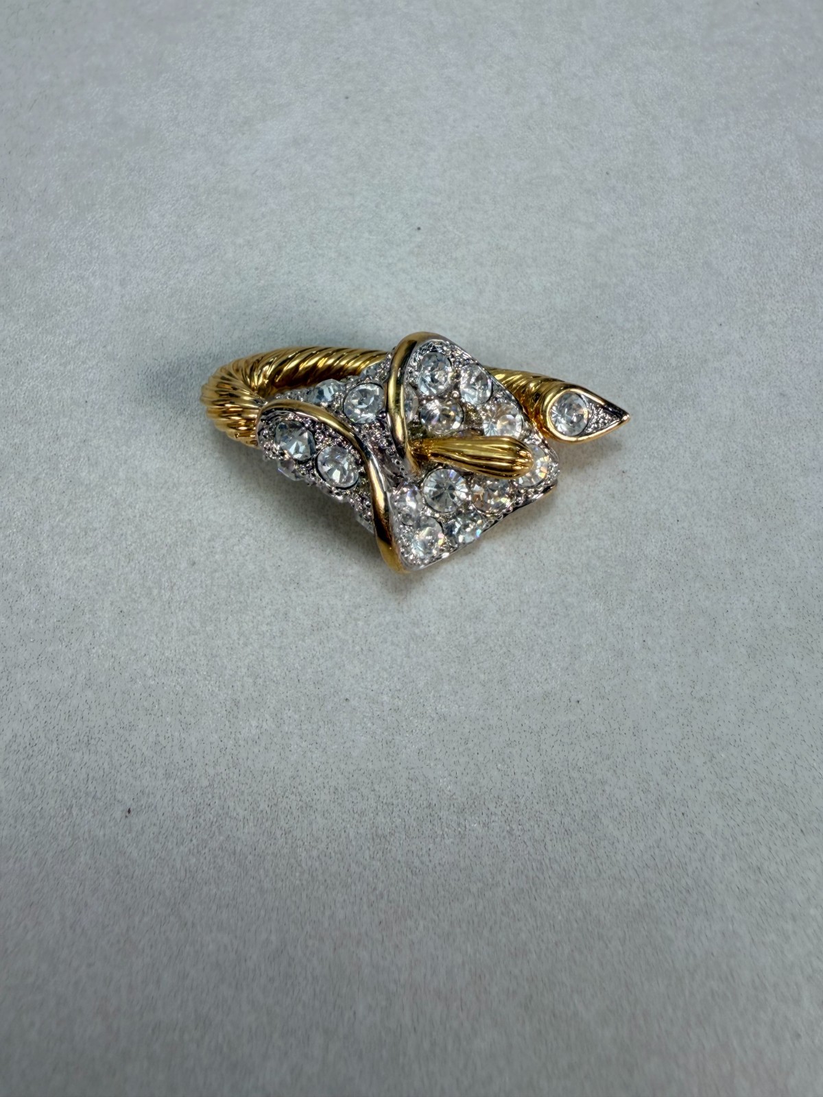 Nolan Miller Crystal Ribbon Swirl Pendant Gold Tone Rhinestone Brooch