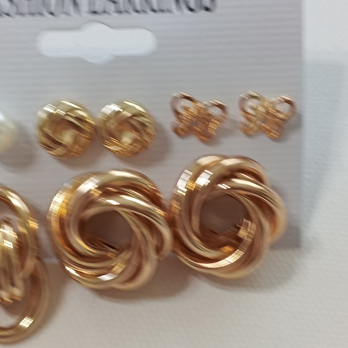 5 pairs Earrings Twisted Brass Plated One Size Stud Earrings