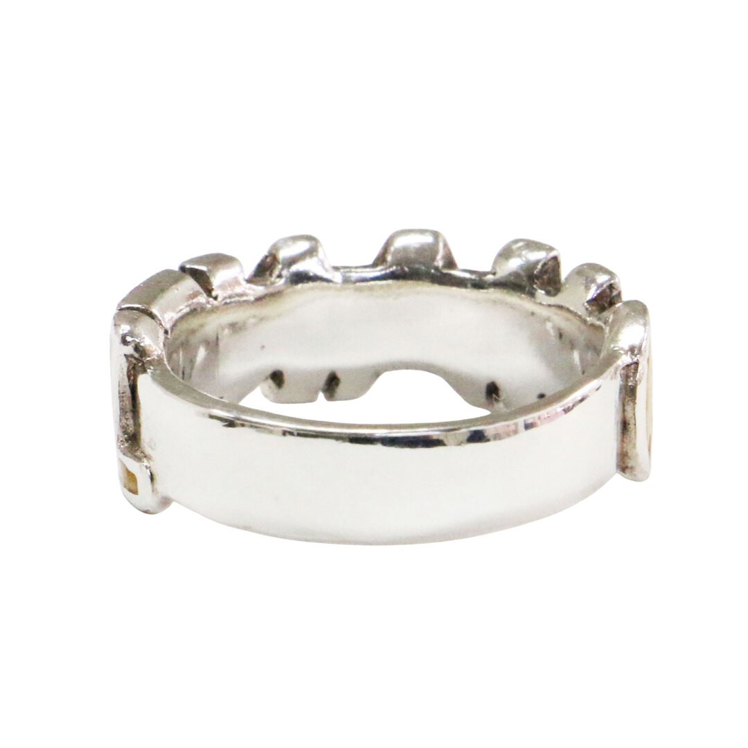 CHANEL Ring Size:12 Logo Metal Vintage 00t Engraved Silver Accessory Used BEEG-0