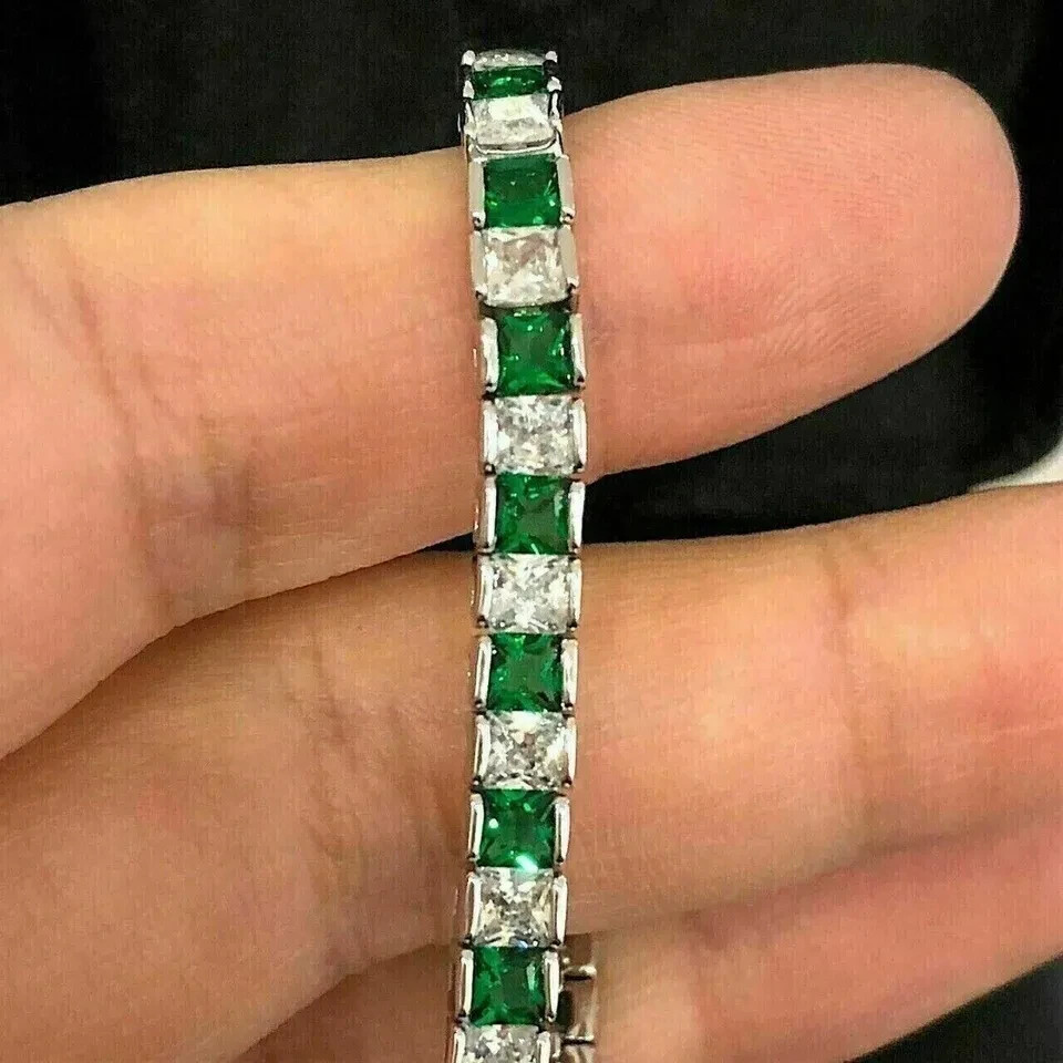 12.0ct Lab Created simulated Diamond Tennies Bracelet In 14 k White Gold Plated