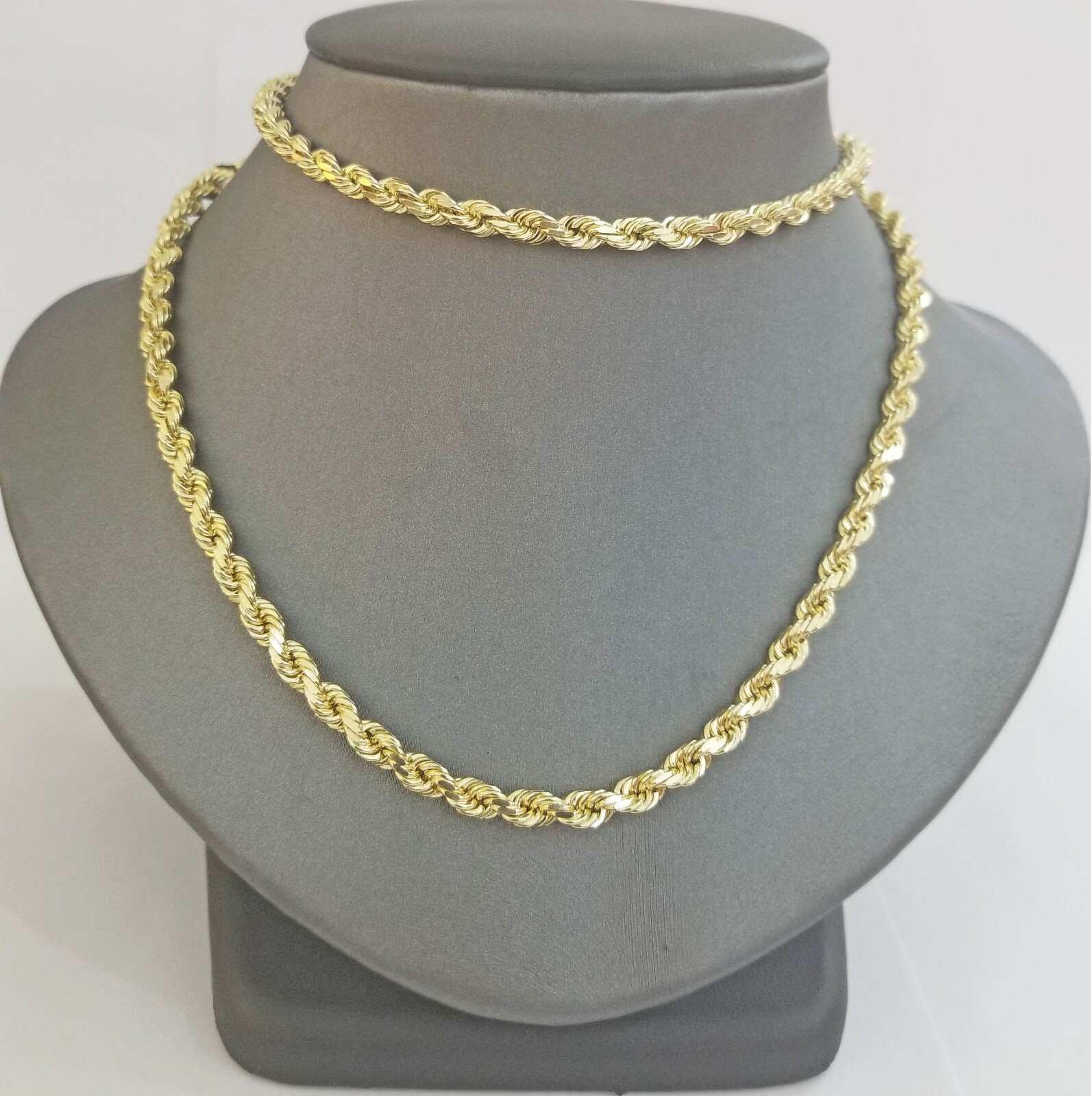 Real 14K SOLID Yellow Gold Rope Chain 5mm 20-28Inches necklace Lobster Lock 14kt
