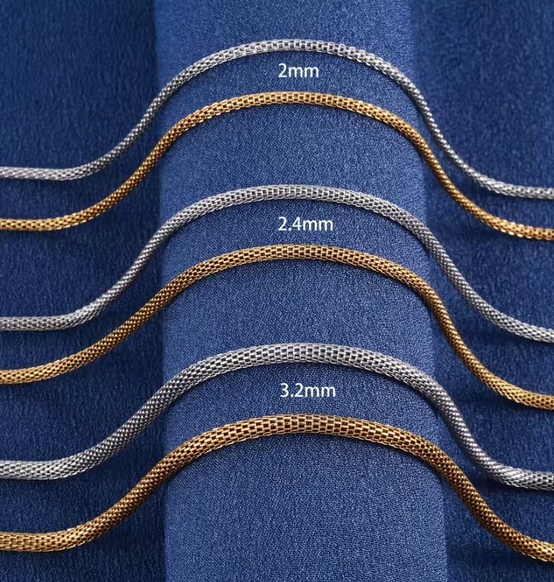 Stainless Steel Popcorn Chain 2 mm 18-24 in Silver , Gold