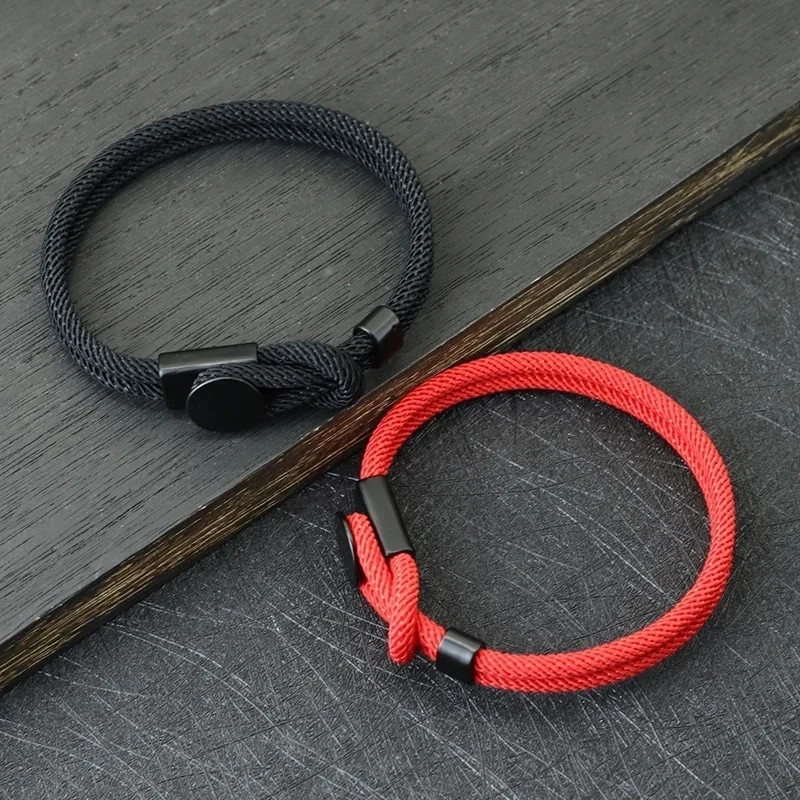 Men’s Double Layer Rope Bracelet Nylon Cord Adjustable Knot Wrist Band Gift UK