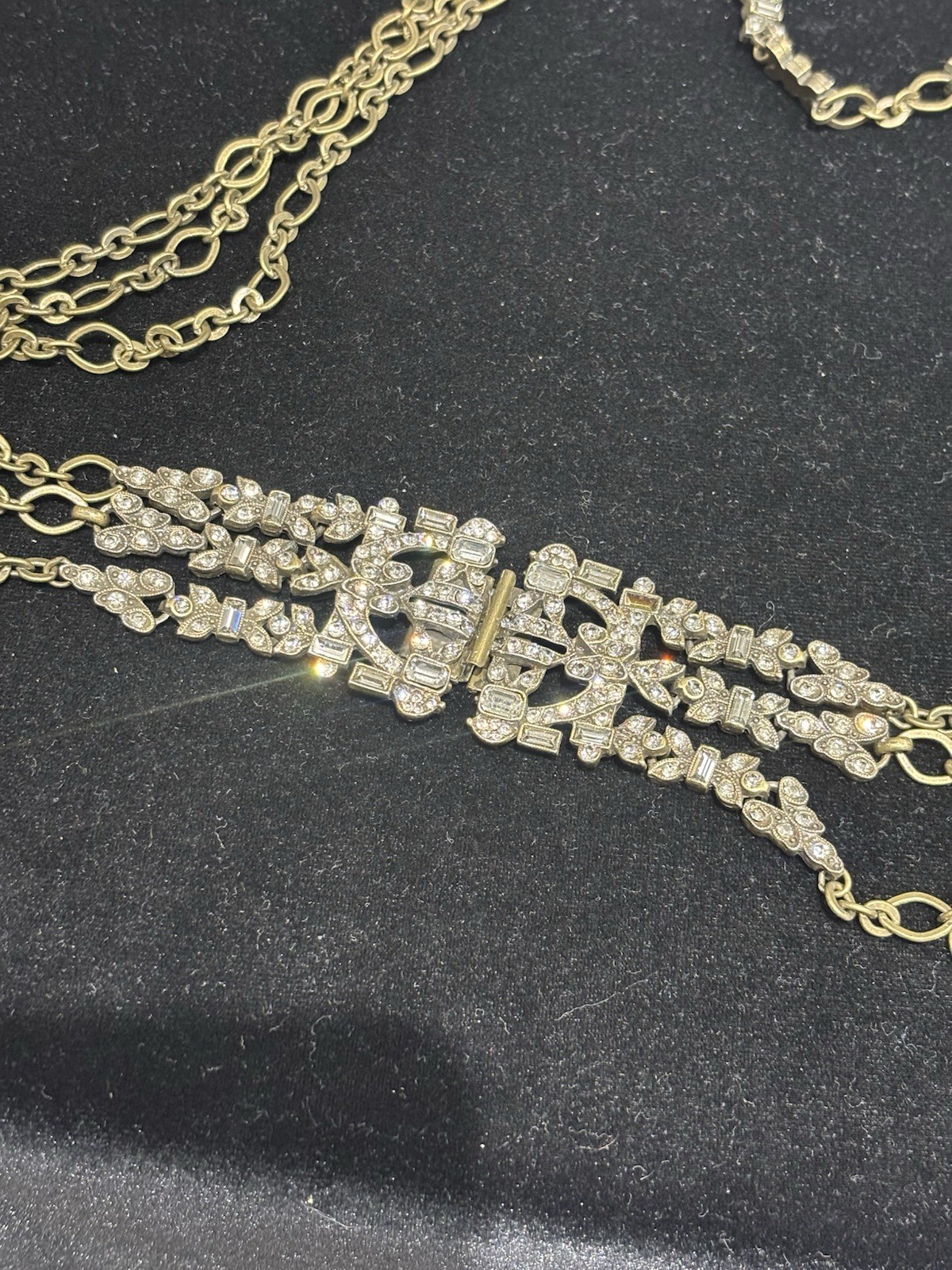 Sweet Romance Multi Layer Chain w/ 2 Rhinestone Panels