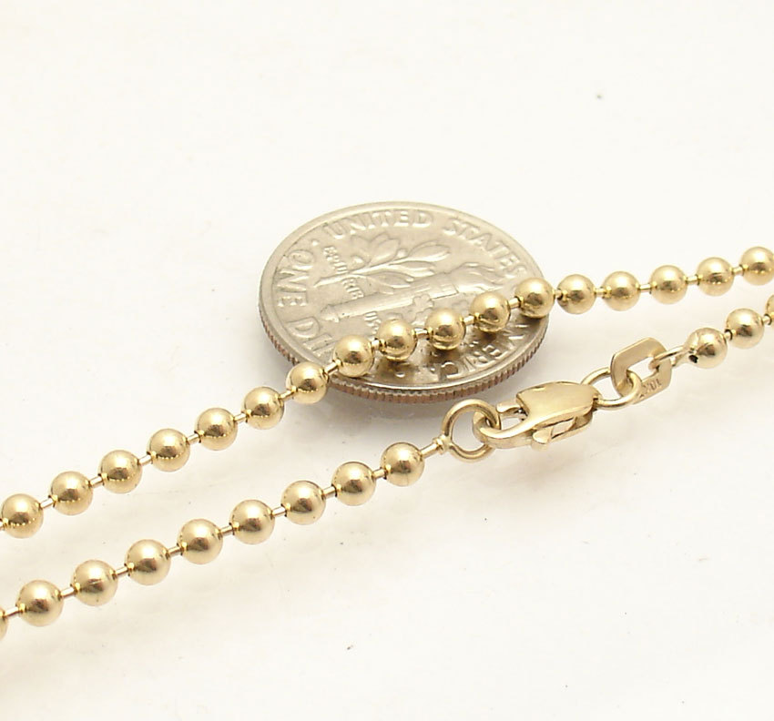 2.5mm All Shiny Ball Bead Link Chain Anklet Ankle Bracelet Real 10K Yellow Gold
