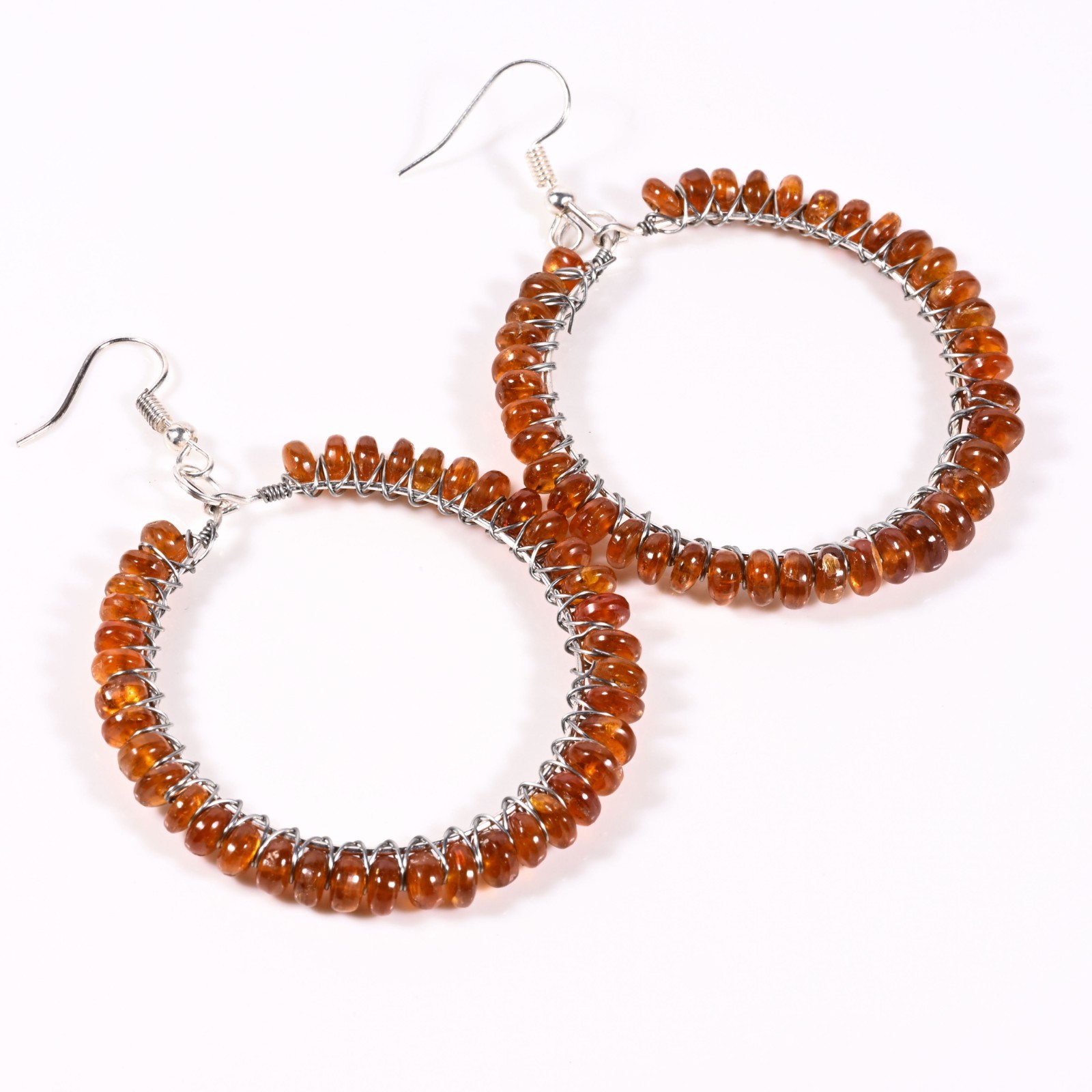 Natural Orange Ethiopian Opal Hoop Earring Opal Multicolor Gemstone Jewelry
