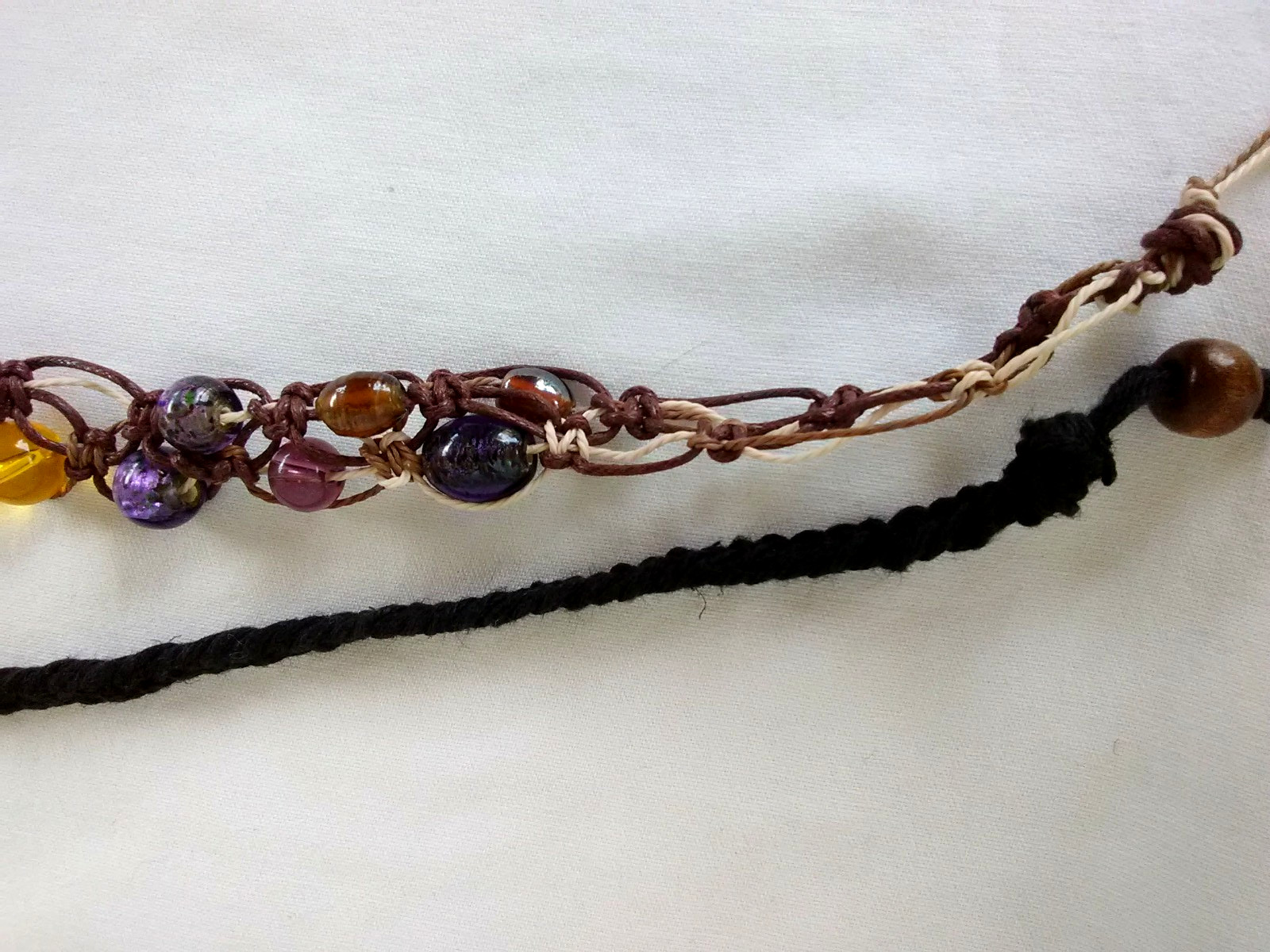 2 lot 16″ Necklace 11″Anklet Convertible Hemp Adj Unisex ” Boho USA Seller New