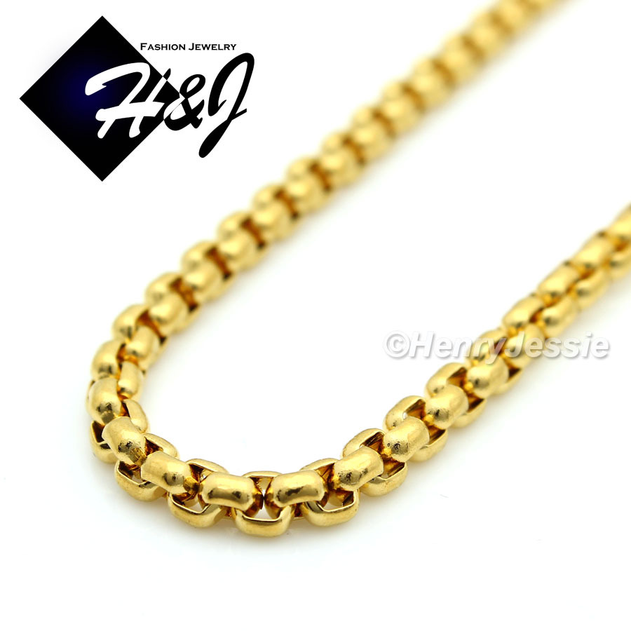 24″MEN Stainless Steel 2mm Gold Plated Box Link Chain Necklace Cross Pendant*G29