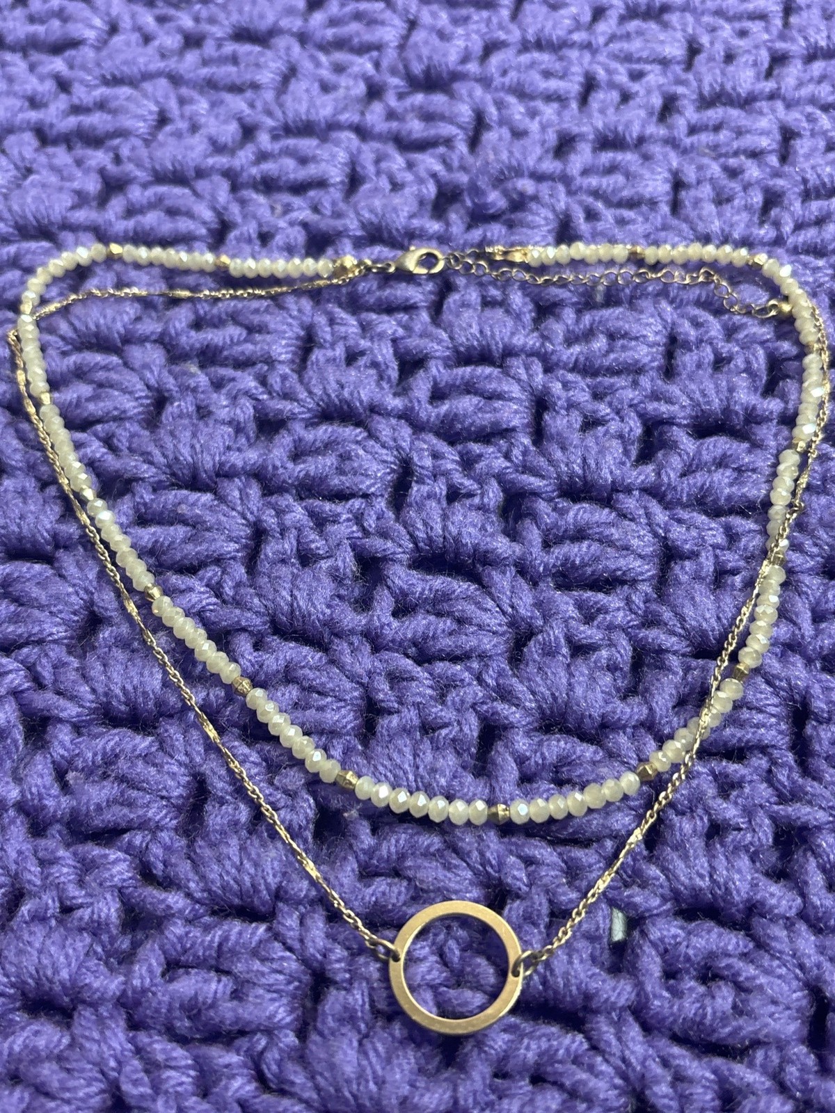 2 Strand Goldtone Chain Circle Beaded 17 – 19 inches Long