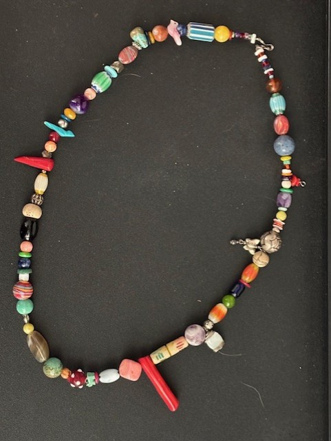 Multicolor Beaded Necklace Mixed Materials Hand-Crafted Unique Native American