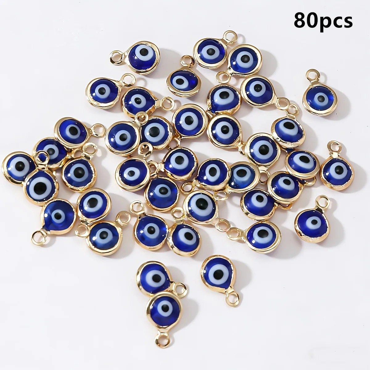 40Pcs/Lot LUCKY EYE Turkey Evil Eye Gold /Silver Color Tone Charms Connectors Be